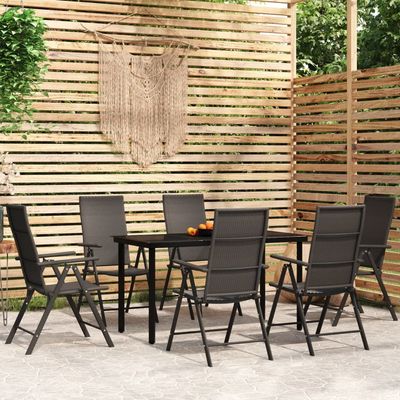 7 Piece Garden Dining Set Black