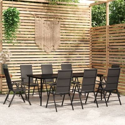 9 Piece Garden Dining Set Black