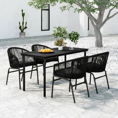 5 Piece Garden Dining Set Black