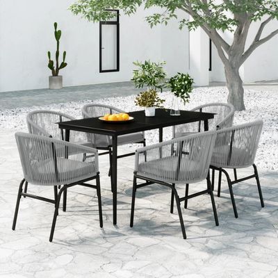 7 Piece Garden Dining Set Grey