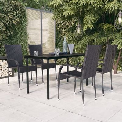 5 Piece Outdoor Dining Set Black