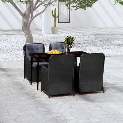 5 Piece Garden Dining Set Black