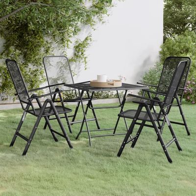 5 Piece Garden Dining Set Expanded Metal Mesh Anthracite