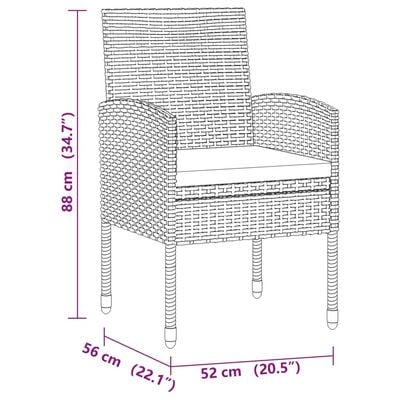 3 Piece Outdoor Dining Set Poly Rattan Grey