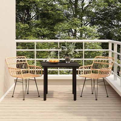 3 Piece Garden Dining Set Poly Rattan