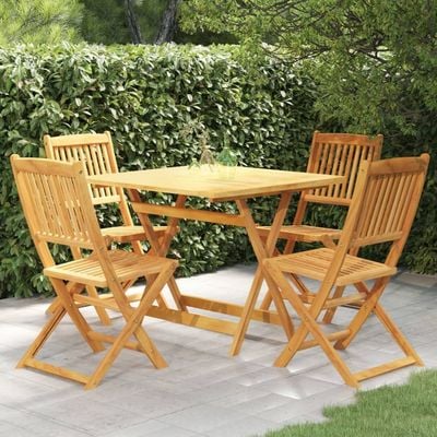 5 Piece Folding Garden Dining Set Solid Acacia Wood