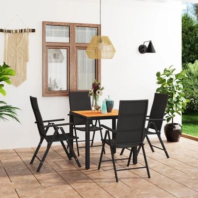 5 Piece Garden Dining Set Black and Brown