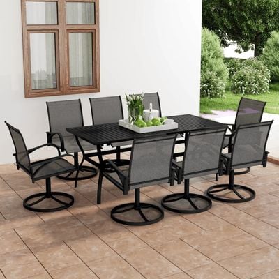 9 Piece Garden Dining Set Textilene and Steel