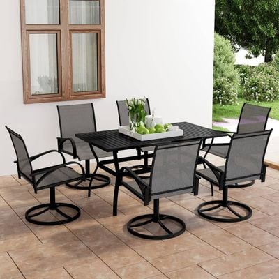 7 Piece Garden Dining Set Textilene and Steel