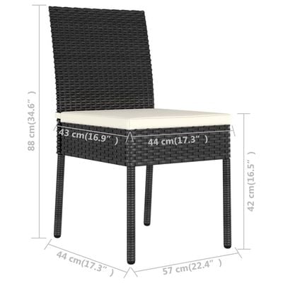 3 Piece Garden Dining Set Poly Rattan Black