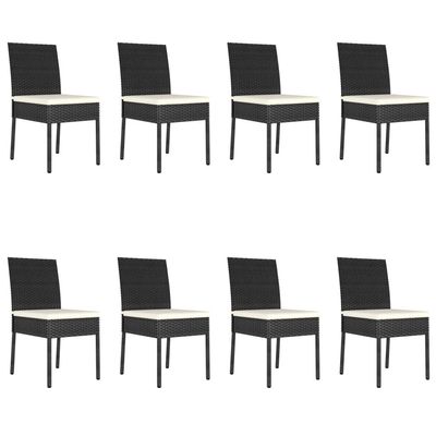 9 Piece Garden Dining Set Poly Rattan Black