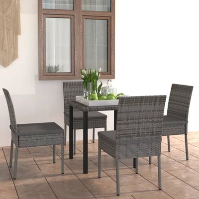 5 Piece Garden Dining Set Poly Rattan Grey