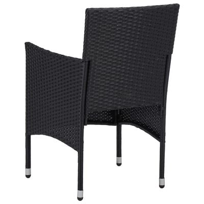 3 Piece Garden Dining Set Black Poly Rattan and Acacia Wood