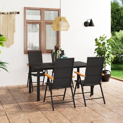 5 Piece Garden Dining Set Black and Brown