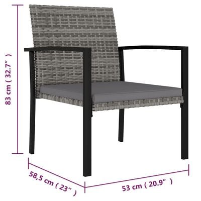 7 Piece Garden Dining Set Poly Rattan Grey