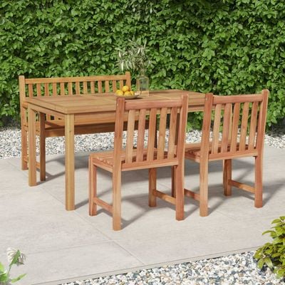 4 Piece Garden Dining Set Solid Wood Teak