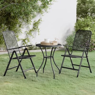 3 Piece Garden Dining Set Expanded Metal Mesh Anthracite