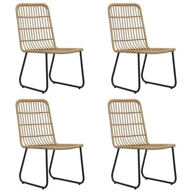 5 Piece Outdoor Dining Set Poly Rattan and Glass