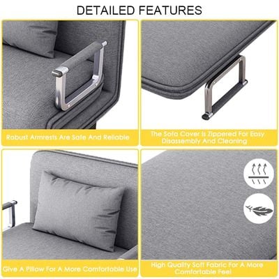 Convertible Single Sofa Bed Grey