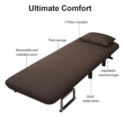 Convertible Single Sofa Bed Brown