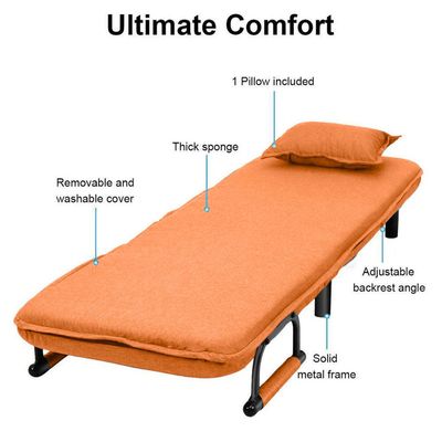 Convertible Single Sofa Bed Orange