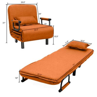 Convertible Single Sofa Bed Orange