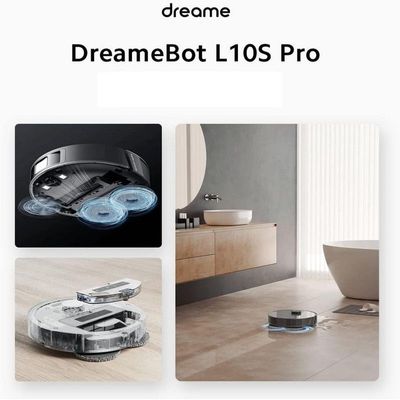 Dreame L10s Pro Robot Vacuum Cleaner 2 in 1, Rotating Mop, 3D Obstacle Detection, Multi-Level Mapping, Powerful Suction 5300Pa Hard Floor Mat, Pet Hair, WiFi/APP/Alexa, Black RLS6L