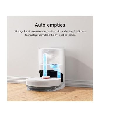 Dreame D10 Plus Robot Vacuum Cleaner & Mop with 2.5L Self Emptying Station, LiDAR Navigation-Obstacle Detection-Editable Map, 4000Pa, Hard Floor-Carpet, 170m Runtime, WiFi/APP/Alexa,White