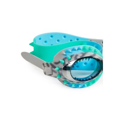 Bling2o Prehistoric Times Raptor Blue Grey Swim Goggles for Kids Age +3, 100% silicone I latex-free I With uv protection I Anti-fog I with adjustable nose piece I comes with hard protective case.