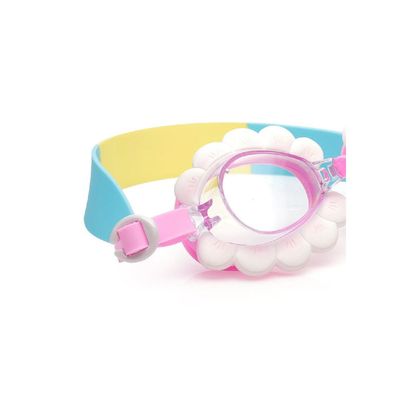 Aqua2ude White Flower-Shaped Swim Goggles for Kids Age +3, 100% silicone I latex-free I With uv protection I Anti-fog I with adjustable nose piece I comes with hard protective case.
