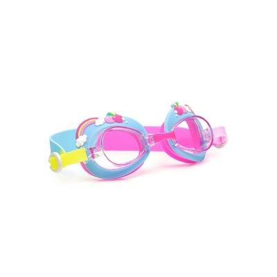 Aqua2ude Blue Rainbow Swim Goggles for Kids Age +3, 100% silicone I latex-free I With uv protection I Anti-fog I with adjustable nose piece I comes with hard protective case.