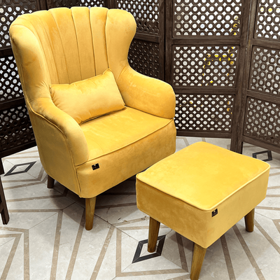 Harden Wide Tufted Wingback Chair With Footrest
