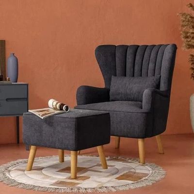 Harden Wide Tufted Wingback Chair With Footrest