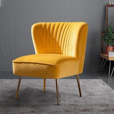 Modern Wide Tufted Velvet Wing Chair for Living Room (Metal Legs)