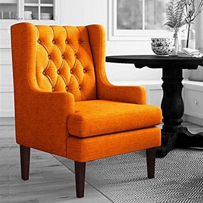 Wooden Wing Armchair Comfort for Backrest (Walnut Legs)