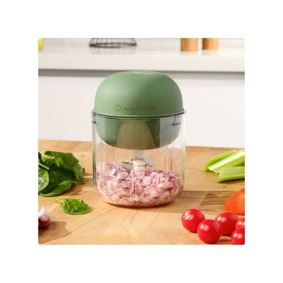 Nutricook Choppi Cordless Rechargeable Chopper, Pulse & Steady Modes, 500ml BPA Free Tritan Cup, 4000 mAh Battery, SS 304 Quad Blade, CH600, Green, Designed in California.
