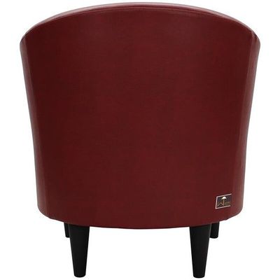 Wooden Twist Wide Solid Wood Leatherette Upholstery Barrel Arm Chair Modern Accent Chair for Comfortable Living Room Seating