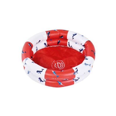 Swim Essentials  Red-White Whale Inflatable Baby Pool 60 cm diameter - Dual rings Suitable for Age +3