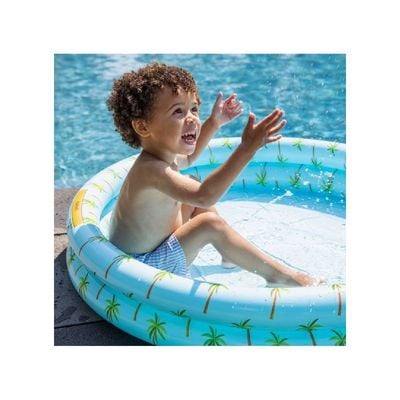 Swim Essentials  Palm Tree Printed Children's Inflatable Pool 100 cm diameter - Dual rings Suitable for Age +3