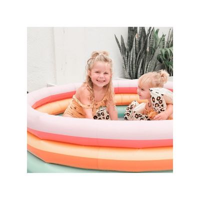 Swim Essentials  Rainbow Printed Children's Inflatable pool 150 cm diameter - Dual rings Suitable for Age +3