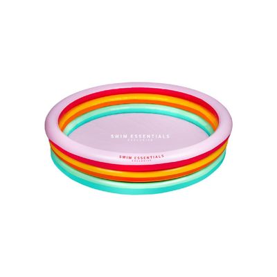 Swim Essentials  Rainbow Printed Children's Inflatable pool 150 cm diameter - Dual rings Suitable for Age +3