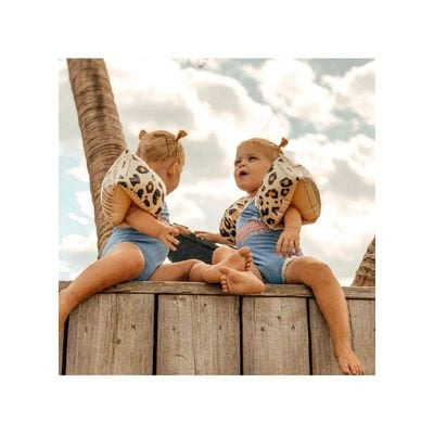 Swim Essentials  Beige Leopard - Inflatable Swimming Armbands, Suitable for Age 0-2 years
