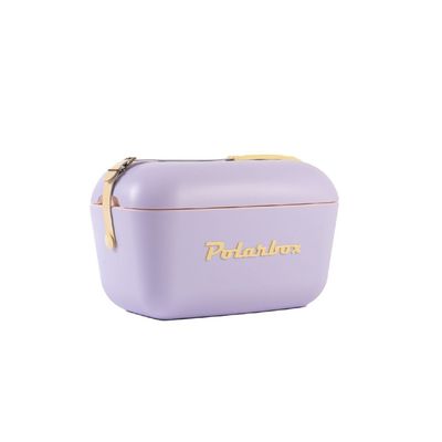 Polarbox 20L Classic Cooler Box with Leather Strap, Rigid Thermal Insulated Ice for Beach, Picnic Party Convertible Lid Polypropylene Insulation Nude/Olive PB-9259,Lilac - Yellow