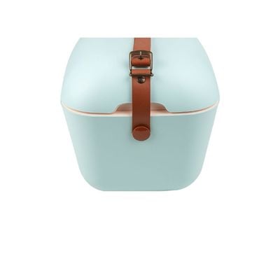 Polarbox Classic Cooler Box with Leather Strap, Sky Blue - Yellow Green Rigid Thermal Insulated Ice for Beach, Picnic Party Convertible Lid Polypropylene Insulation 12L PB-9235