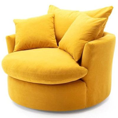 Wide Down Cushion Velvet Barrel Chair