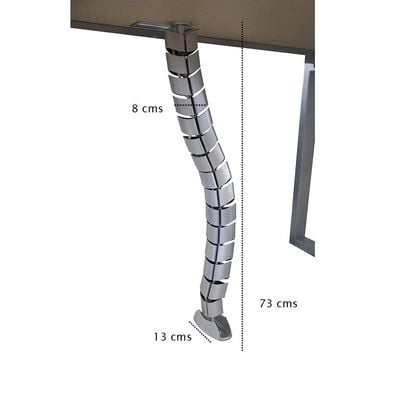 Mahmayi Ergo Silver Cable Management System - Neat, Durable, and Flexible Wire Organizer for Mess-Free Tables - Quick & Easy to Use, Effortless Concealment, No Cutting Required, Home and Office Desks
