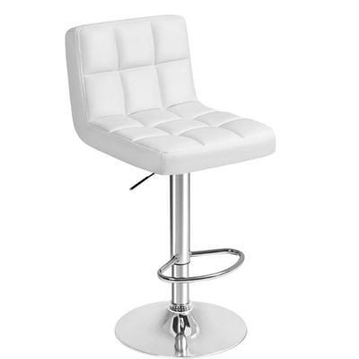 Mahmayi Modern Bar Stool Counter Height Barstools Height Adjustable Bar Stool | Swivel Bar Stool | PU Leather Bar Stool|Chairs Home Kitchen Stools |Backrest and Footrest Bar Stool (Set of 1, White)