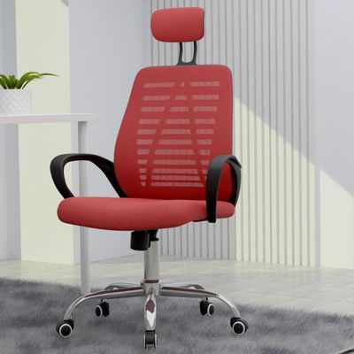 Mahmayi Sleekline 1004 Task Chair Mesh - Swivel Castor Wheel Office Chair With Padded Breathable Seat and Lift Mechanism For Height Adjustment – (Red)