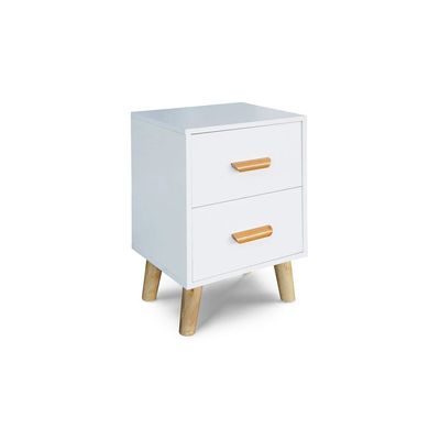 Mahmayi Modern Multifunctional D Nightstand Wooden Side Table Storage Unit with One/Two drawer Home Living Room Bedroom Furniture (Pack of One, White Dual Drawer)