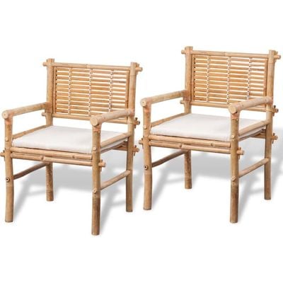 3 Piece Bistro Set with Cushions Bamboo